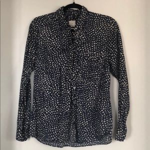 GAP brand navy and white polka dot blouse